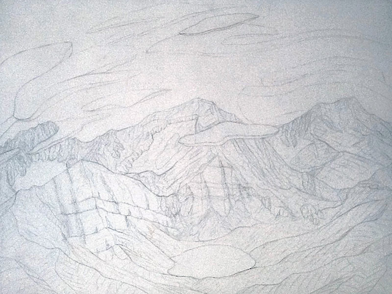 Tracy Felix, art, artist, painting, sketch, Mount Owen, Megan Lake, Rito Alto Peak, Sangre de Cristo, mountains, Colorado