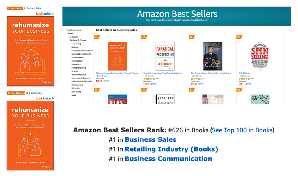 Rehumanize Your Business, Ethan Beute, BombBomb, book, write a book, publish a book, bestselling book, bestseller, Amazon bestseller